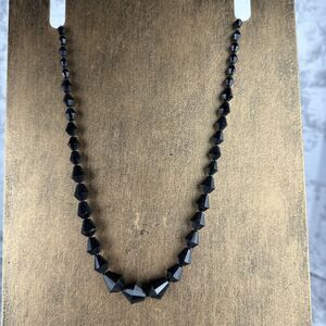 Vintage Victorian 1920's Faceted Glass Morning Beads Beaded Necklace Black